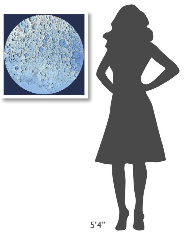 "Unmarked Decorative Topographic Map of the Moon, North Pole" Paper Art, 26"x26"