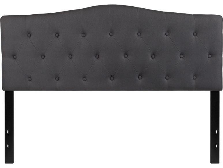Cambridge Tufted Upholstered Queen Size Headboard, Dark Gray Fabric