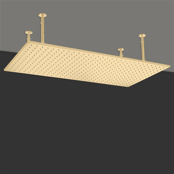 Fontana 20x40" Ceiling Mount Rain Shower Head, Brushed Gold