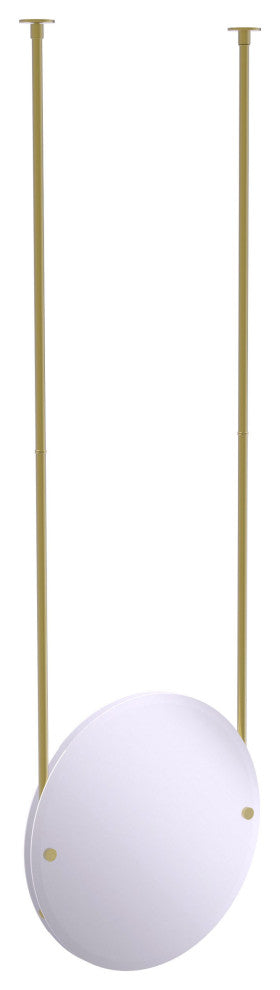 Frameless Round Ceiling Hung Mirror with Beveled Edge, Satin Brass