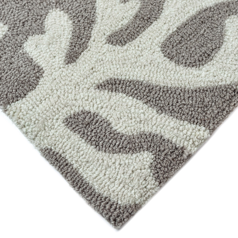 Capri Coral Border Indoor/Outdoor Rug, Silver, 2'6x4'