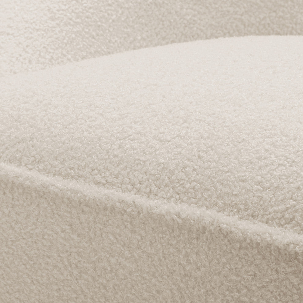 Andria Boucle Swivel Chair, Milky White