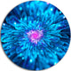 Magical Blue Glowing Flower, Floral Digital Art Disc Metal Artwork, 11"