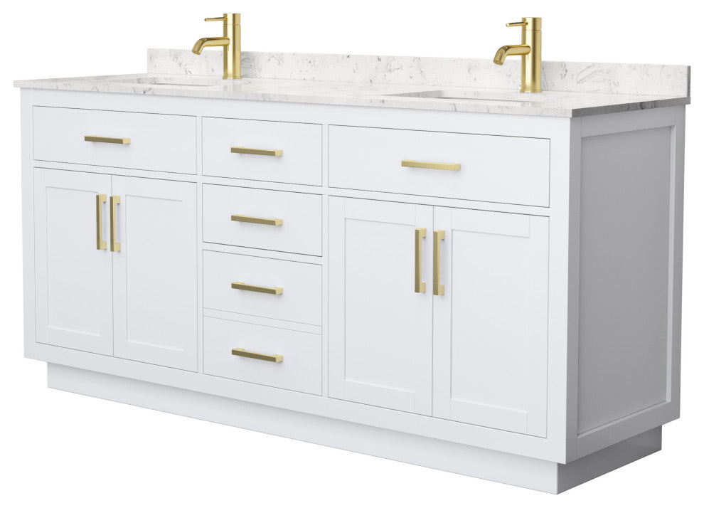 Beckett TK 72" Double Vanity, Cultured Top, Gold Trim