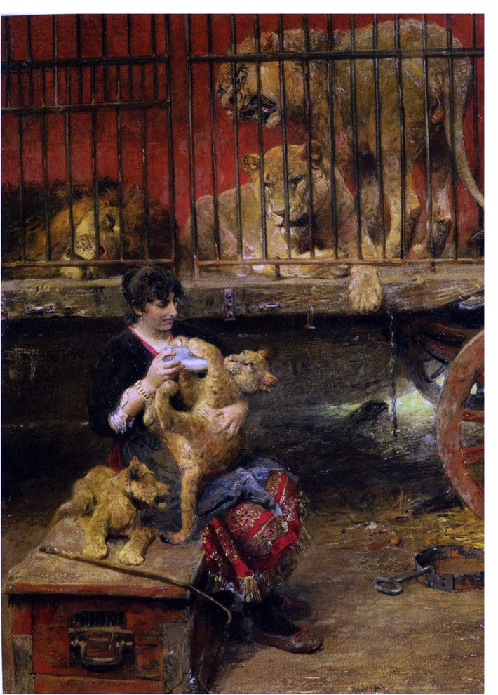 Paul Wilhelm Meyerheim Feeding The Cubs, 18"x27" Gallery Wrapped Canvas Print