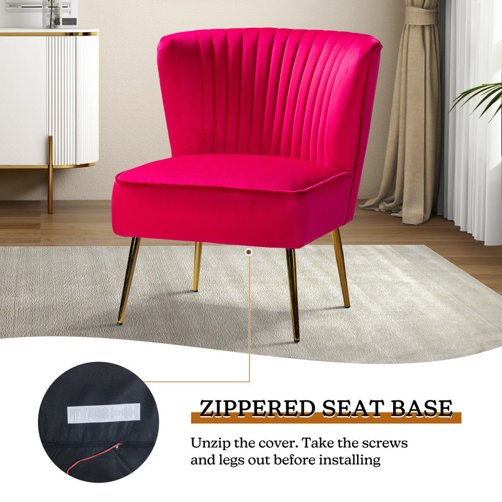 Velvet Accent Dining Chair, Fuchsia