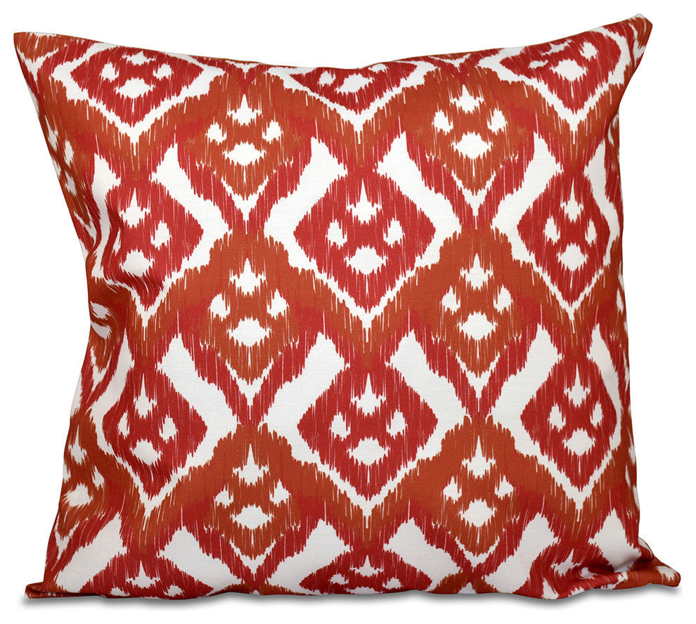 Hipster, Geometric Print Pillow, Coral, 18"x18"