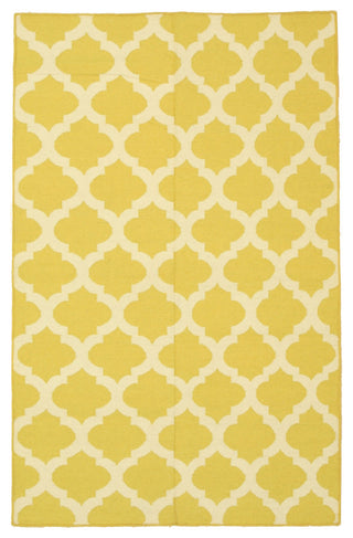Yellow Transitional Geometric Reversible Modern Moroccan Kilim Area Rug