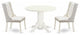 3Pc Kitchen Set, 1 Pedestal Table, 2 Light Grey Chairs, Linen White