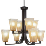Apollo 8-Light Chandelier, Dark Granite/Amber Crystal