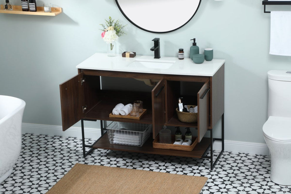 Sue 48" Single Bathroom Vanity, Walnut