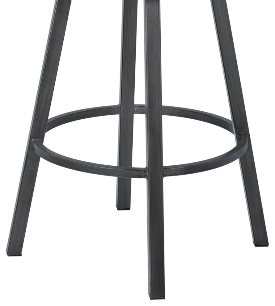 30" Metal and Leatherette Swivel Bar Height Stool, Gray