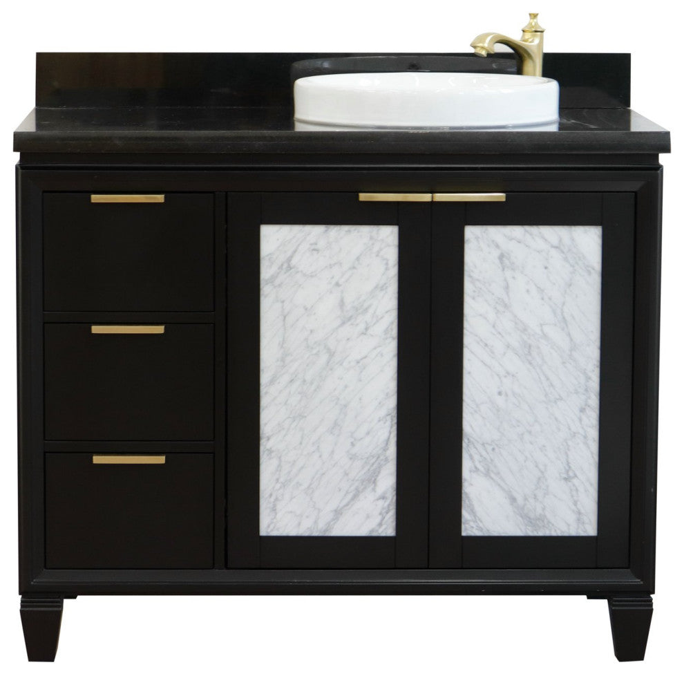 43" Single Vanity, Black Finish With Black Galaxy