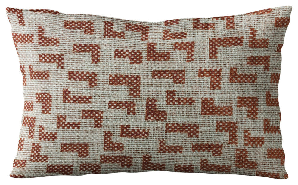 Plutus Brown Beige Angles Abstract Luxury Throw Pillow, 20"x36"