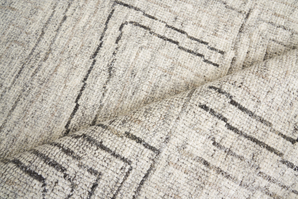 Aldridge Hand-Knotted Wool and Bamboo Silk Gray/Beige/Ivory Area Rug, 9'x12'