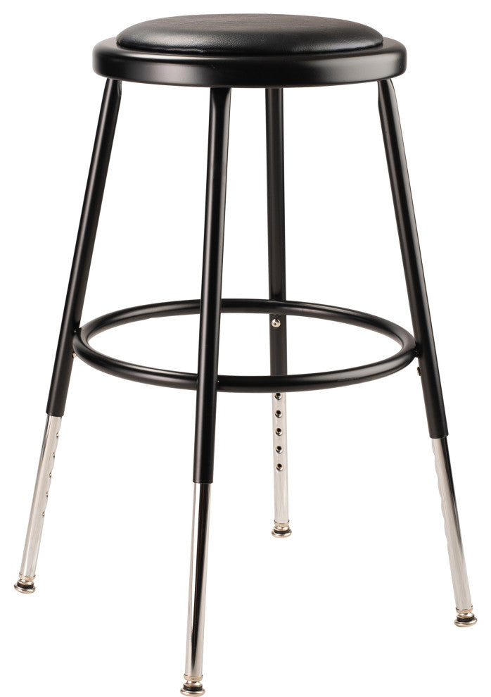 NPS 19"-27" Height Adjustable Heavy Duty Vinyl Padded Steel Stool, Black