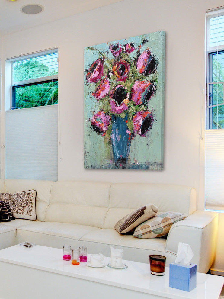 "Bright Bouquet" Painting Print on Wrapped Canvas, 30"x45"