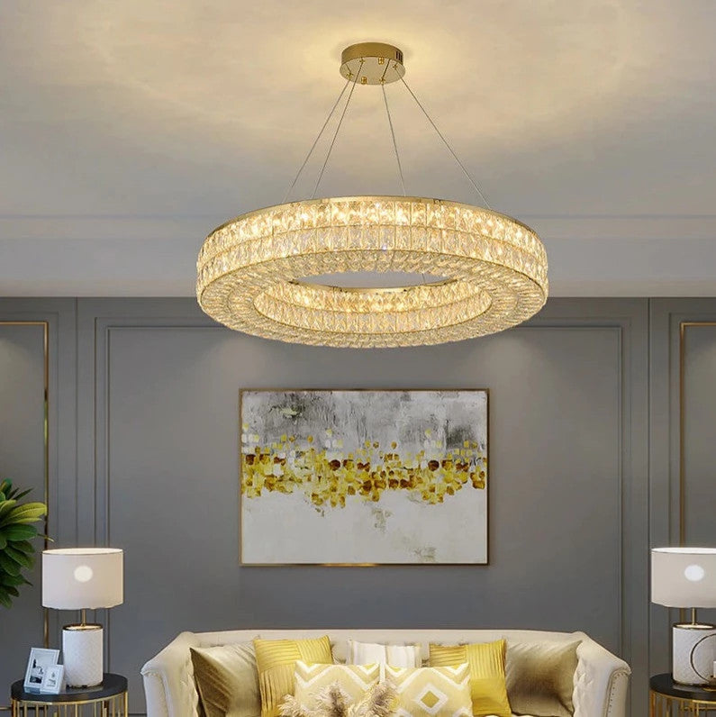 Bacci Crystal Wheel Chandelier, Gold
