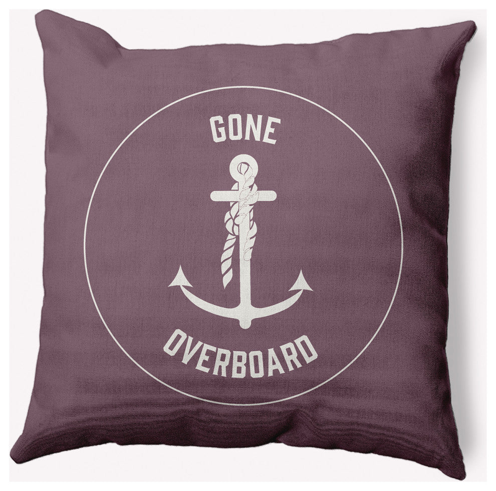 26x26" Gone Forever Overboard Nautical Decorative Indoor Pillow, Dusty Purple