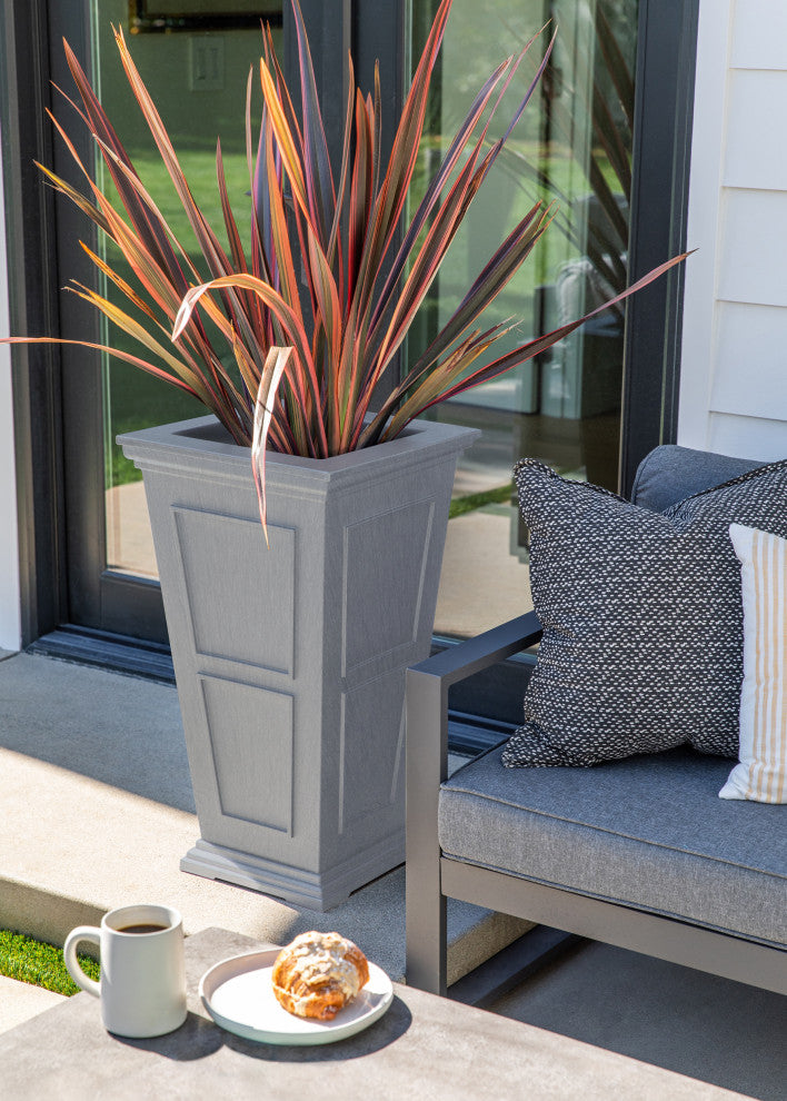 Brixton Tall Planter, 28", Gray, 28 Inch, 2 Pack