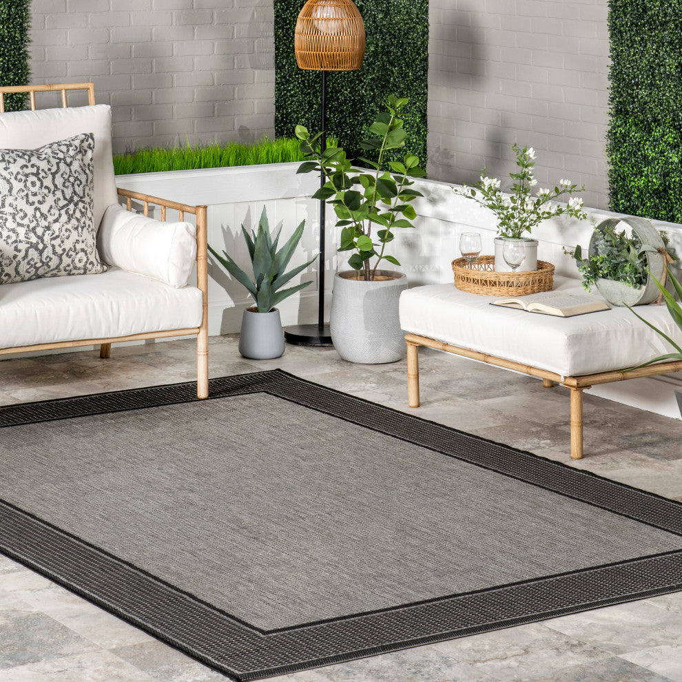 Nuloom Indoor/Outdoor Machine Made Area Rug, Grey 7'6"x10'9"