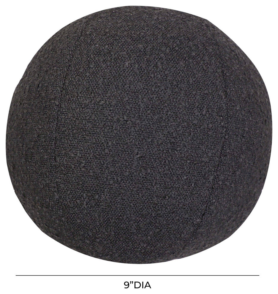 Boba Round Pillow, Black Boucle, 9"