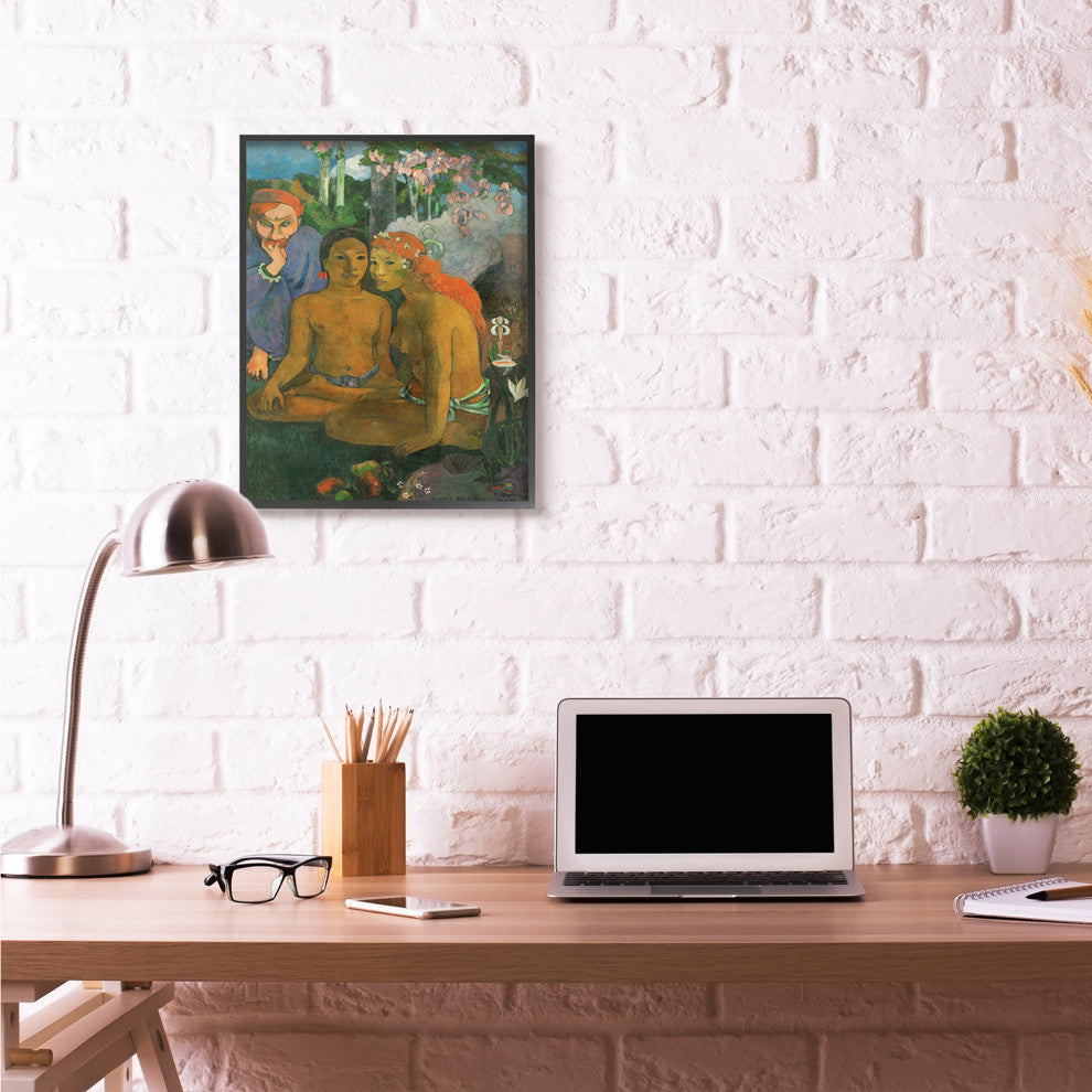 Tropical Landscape Native Figures Classic Painting, 24"x30"