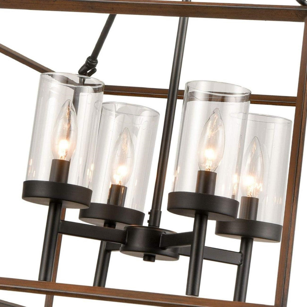Farmhouse 4-Light Large Wood Pendant Light Chandelier,Black