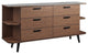 Modway Langston 6-Drawer Wood Sideboard with Splayed Base in Walnut and Gray
