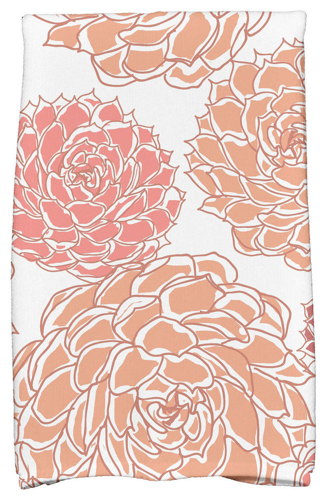 18"x30" Olivia Floral Print Kitchen Towel, Orange