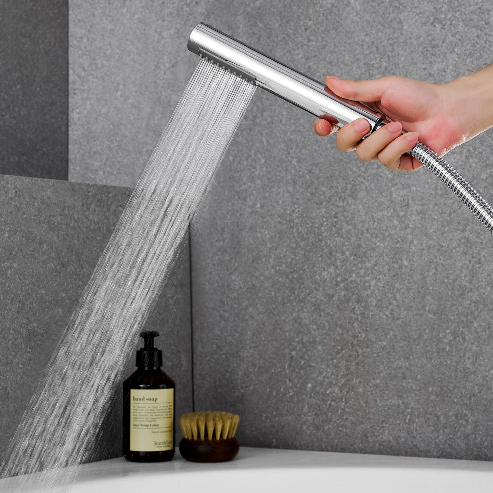 Sorlia Cross Handles Deck-Mount Roman Tub Faucet With Handshower, Polished Chome