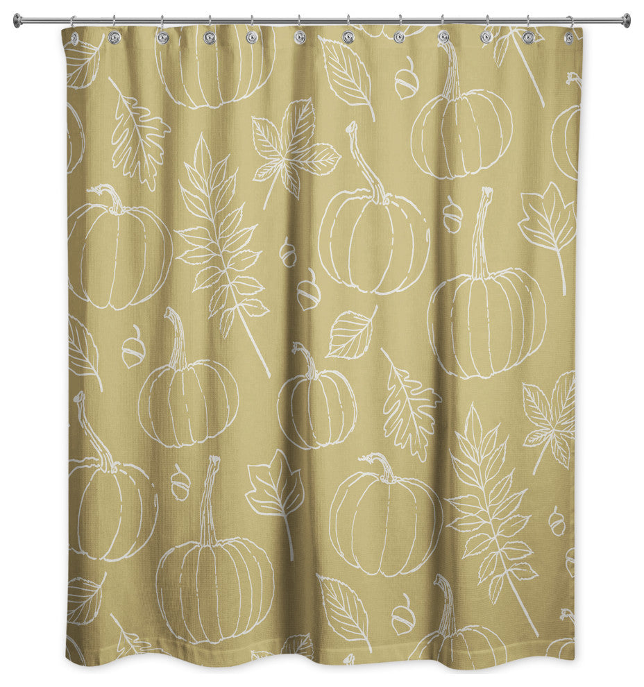 Mustard Yellow Fall Pattern 71x74 Shower Curtain