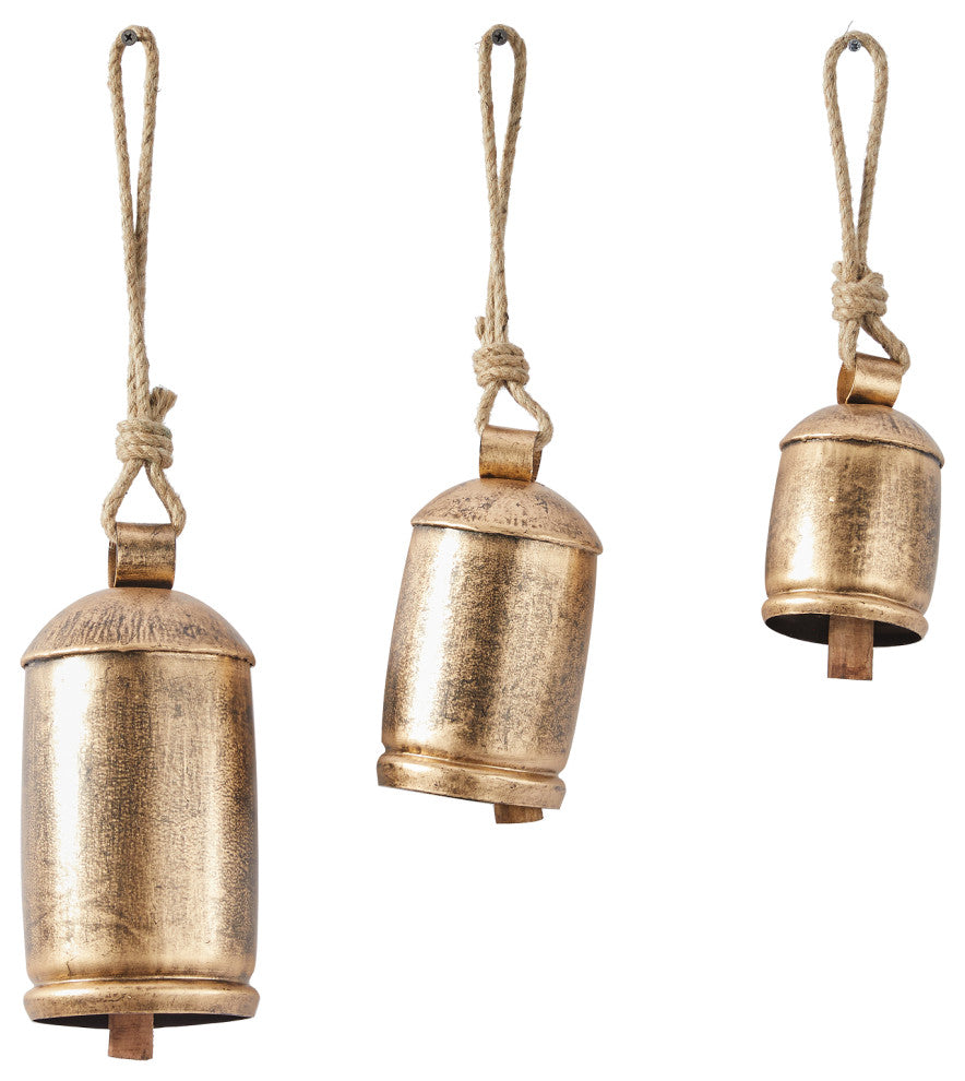 Bohemian Gold Metal Decorative Cow Bells Set 562017