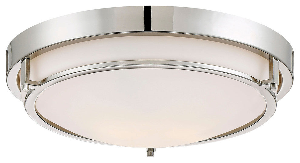 2-Light Flush Mount, Polished Nickel