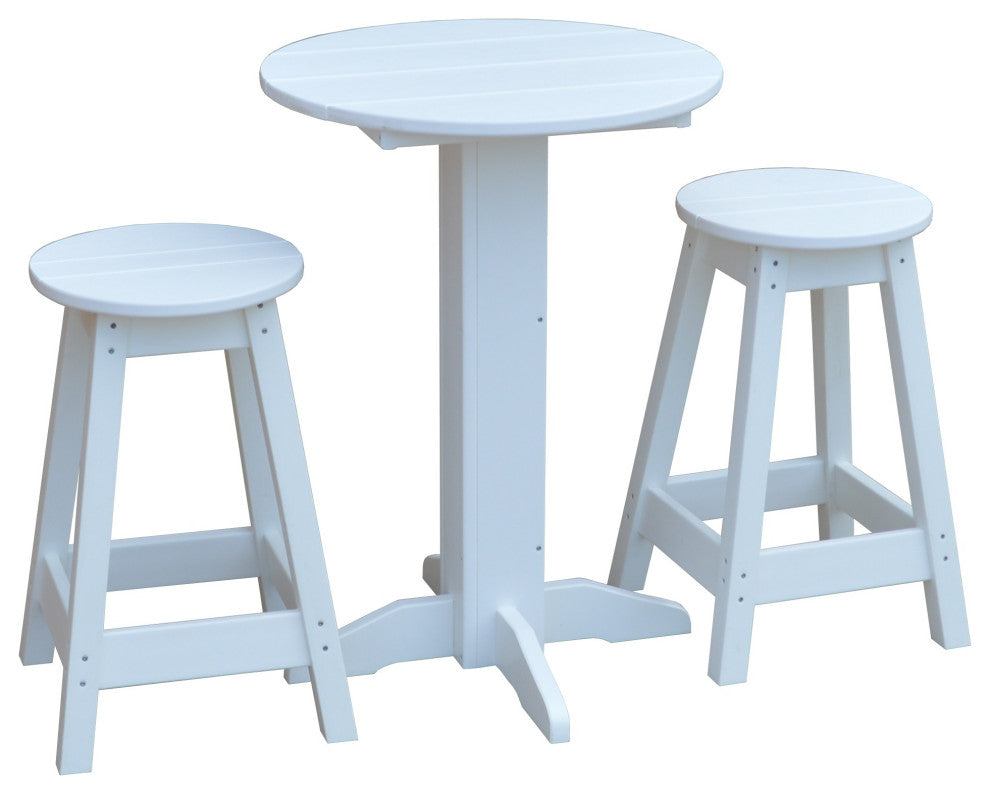 Poly Lumber Bistro Set, White, Round