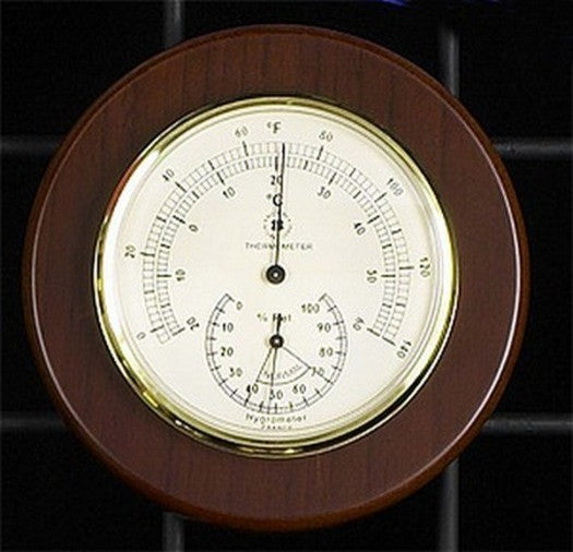 Thermometer With Hygrometer on 5" Cherry Wood