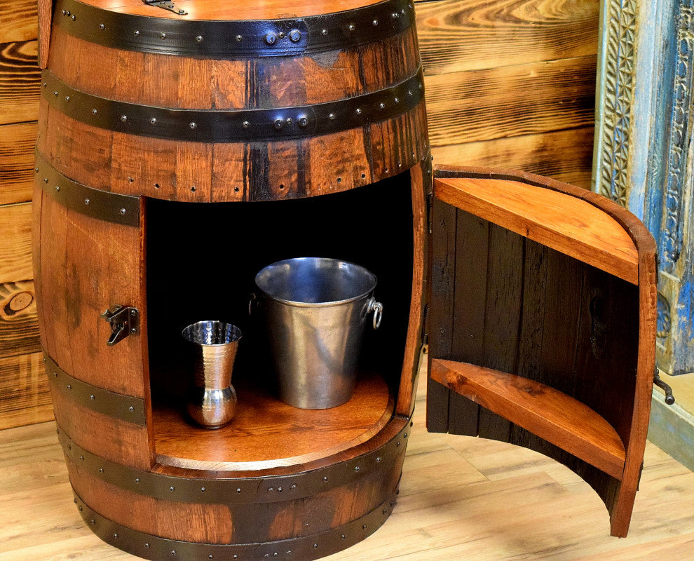 Shooter's Barrel Bar 7 Bottle Wine Hutch