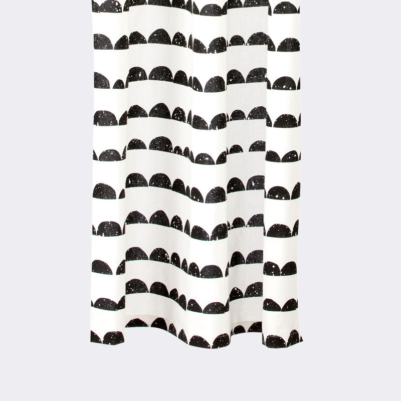 Half Moon Shower Curtain With 8 Metal Rings, Black