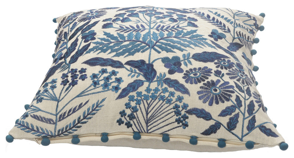 Off-White and Navy Bohemian Throw Pillow