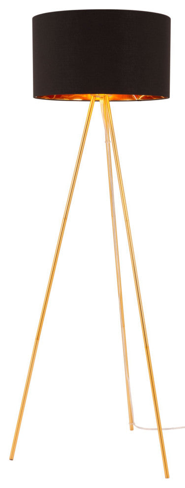Floor Lamp Light, Steel Metal, Black, Gold, Kitchen Lounge Cafe Bistro Lobby