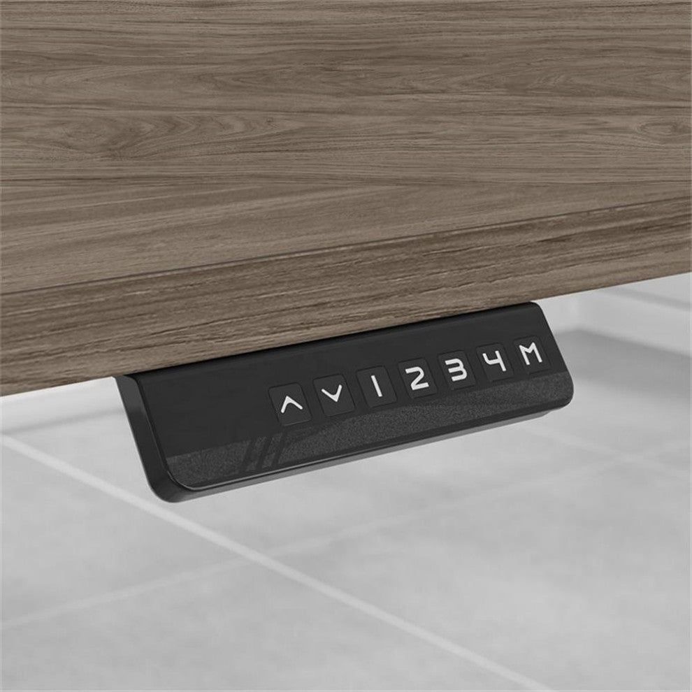 Office 500 72W Adjustable Desk with Storage in Modern Hickory - Engineered Wood