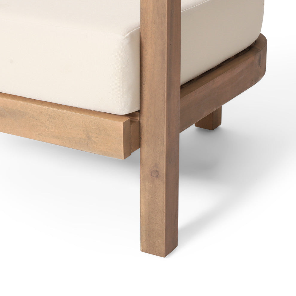 Aston Outdoor Acacia Wood Club Chairs With Cushions, Set of 2