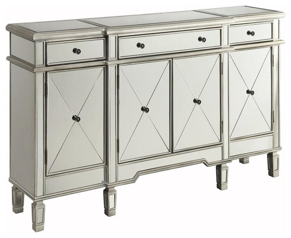 Coaster Aconitum Contemparory 4-door Wood Accnet Cabinet Clear Mirror