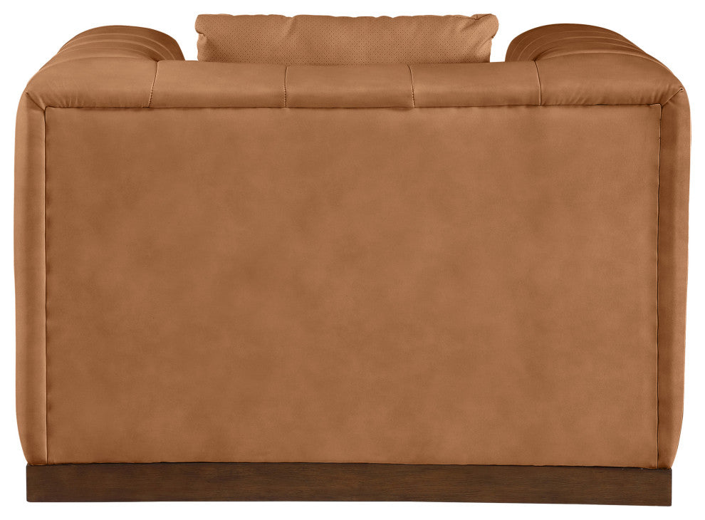 Mallina Upholstered Chair, Cognac, Vegan Leather