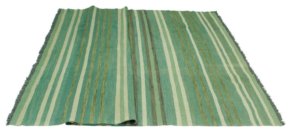 Winchester Kilim Olabisi Green/Ivory Rug, 6'4x9'5
