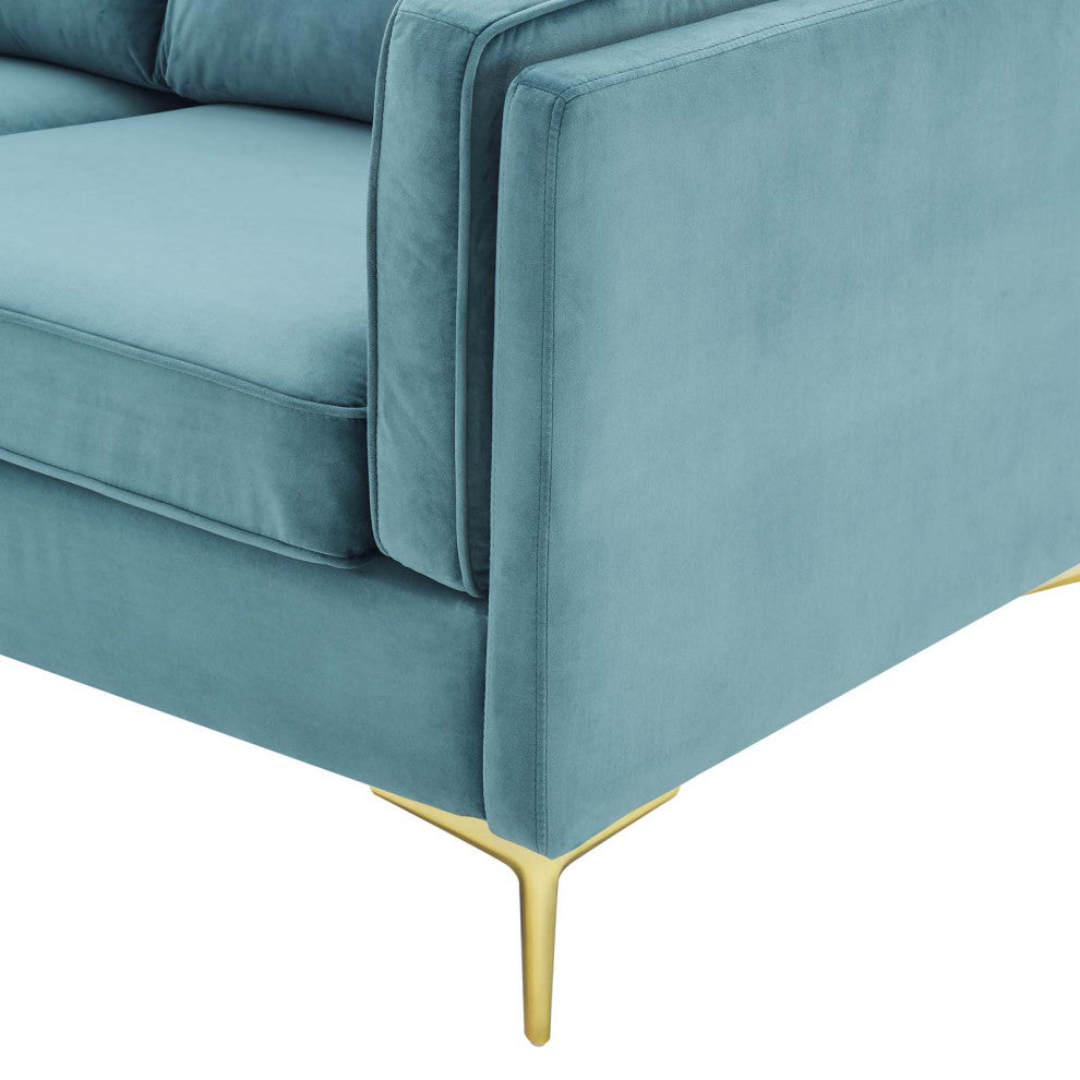 Sofa, Velvet, Blue, Modern, Living Lounge Room Hotel Lobby Hospitality