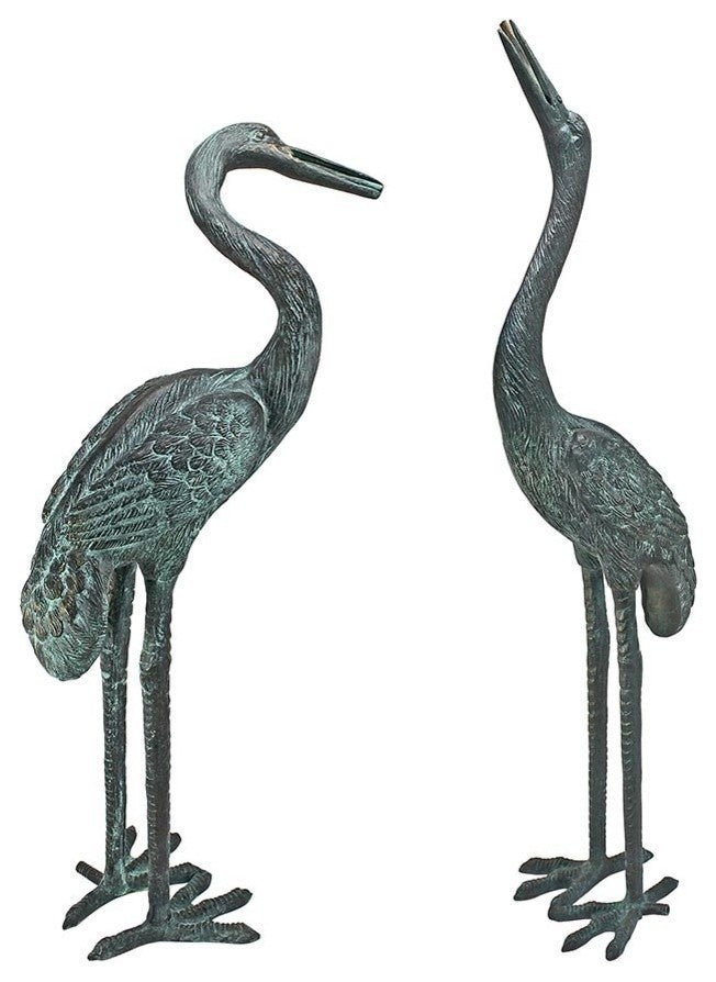Pair of Medium Bronze Cranes
