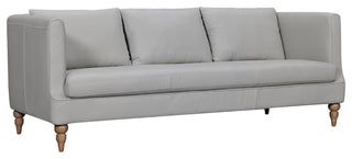 Vincenza 85" Dark Brown Leather Sofa, Dove Gray