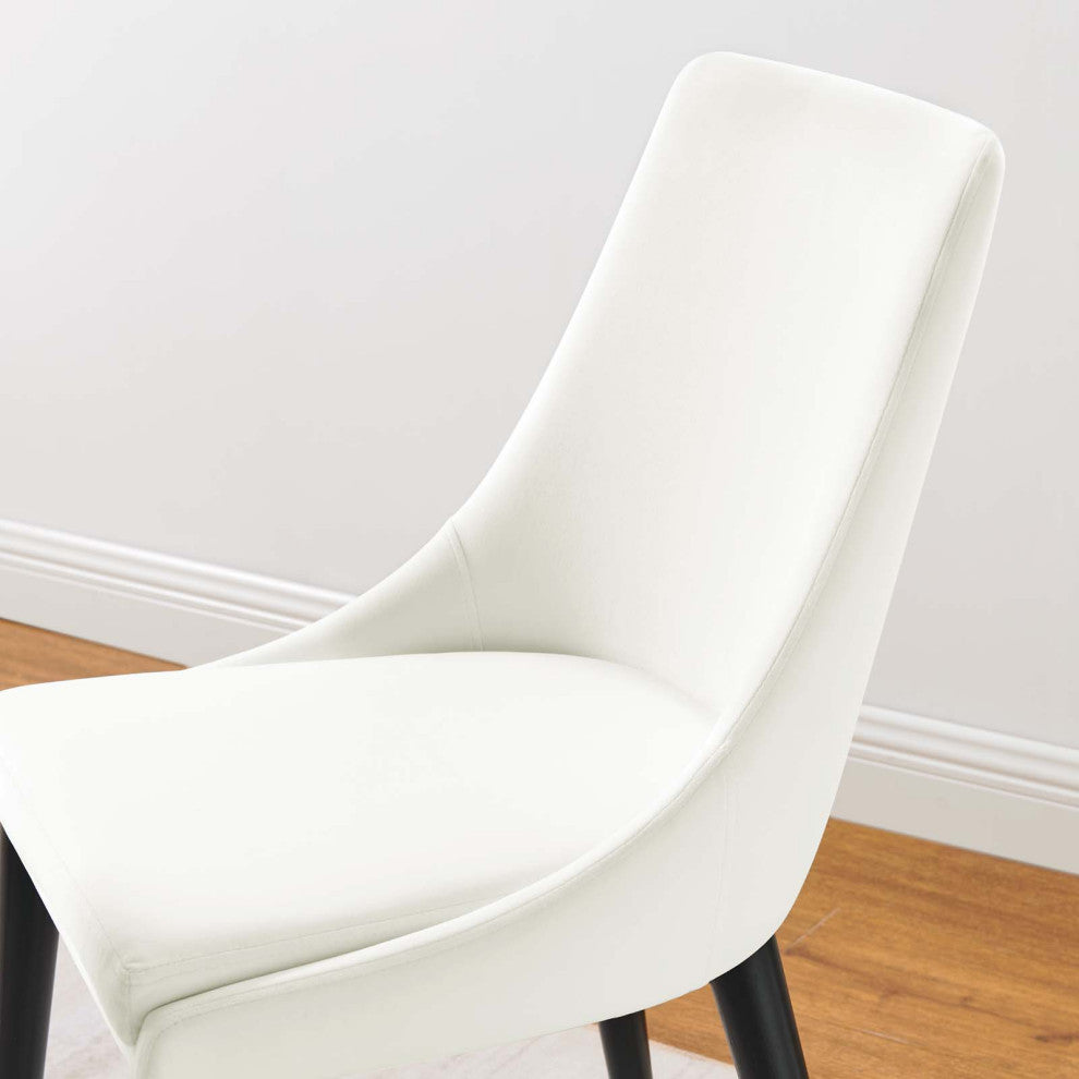 Side Dining Chair, White, Velvet, Modern, Kitchen Bistro Restaurant Hospitality