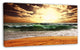Raging Green Waves At Sunset, Large Seashore Canvas Print, 32"x16"